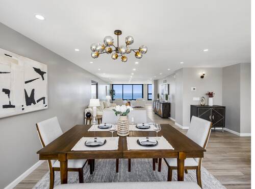 Dining table with ocean view