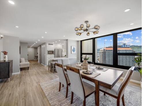 Kitchen and dining table view