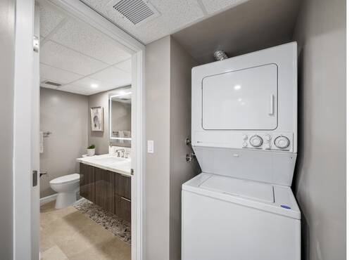Bathroom with glass shower door