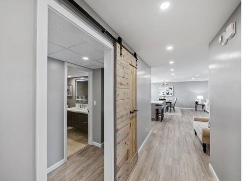 Hallway with barn door